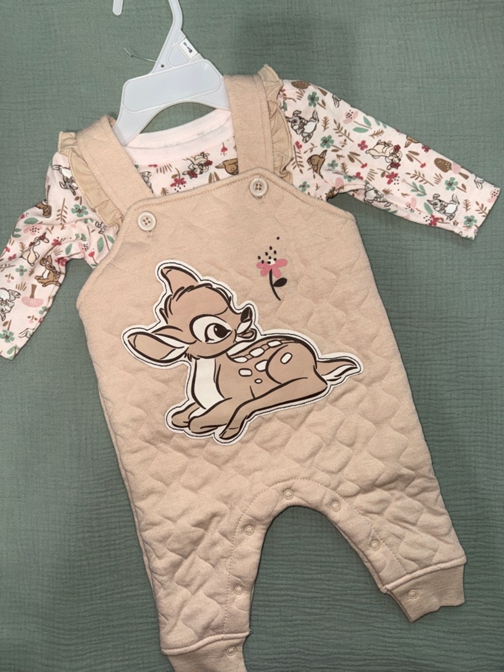 Disney Beige Quilted Bambi One-Piece Bodysuit